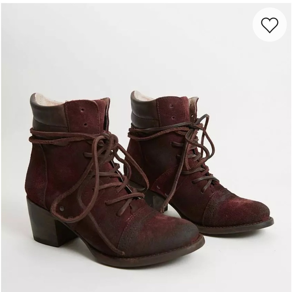 Freebird Dark Red Lace-Up Boots
